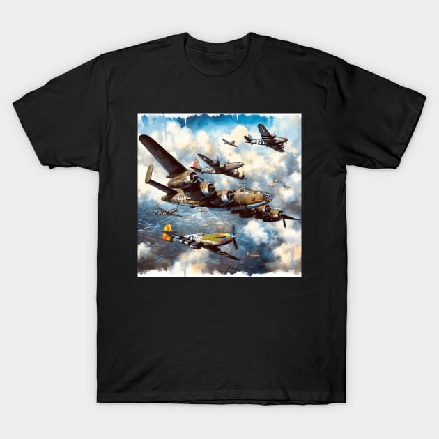 Fantasy illustration of WWII aircraft in battle T-Shirt by WelshDesigns